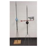 Lighting rod with cow & red ball 61" tall &