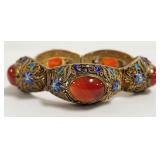 Chinese export bracelet - Vermeil, enamel &