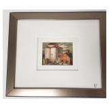Framed watercolor - buildings - image 5" x 6" -