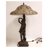 Antique style lamp with boy figure 27" tall x 17"