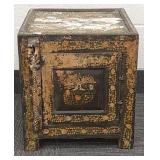 Early oriental decorated stand with primitive door