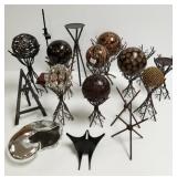 Group of metal stands with spheres, etc.