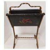 Art Deco iron magazine stand 11" x 15" x 26" high