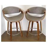 Pair of mid-century style upholstered stools