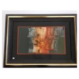 XXX signed framed mixed media mid-century artwork