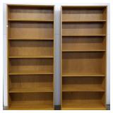 Pair of oak mid-century open bookshelves - 84"