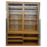 Teak 2-piece hutch with sliding doors & open