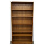 Teak 6-shelf open bookcase 34 3/4" w x 11 1/2" d x