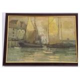 Framed unsigned oil painting on canvas - 21 1/2" x