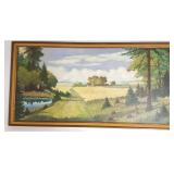 Framed signed oil painting on canvas - farmscape