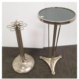 Metal mid-century smoked mirror top stand &