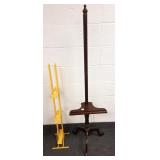 Wood easel (as seen) & Memphis style painted iron