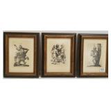 3 Albrecht Durer framed engravings - age unknown -
