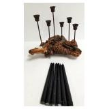 Natural burl candelabrum - 13" x 8"