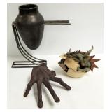 3 pieces art pottery including A. Paulson, etc. 8"