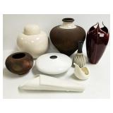 8 pieces of assorted pottery - Raku,etc.-some