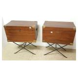 2 brass trimmed jewelry chests with folding metal