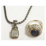 Effy sterling silver & diamond pendant necklace