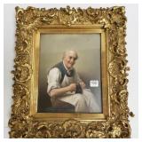 Signed L. Bertini oil portrait in ornate gilt