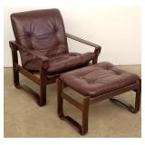 J.M. Birking Denmark leather sling recliner &