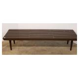 Mid-century modern painted slat bench - 59" w x