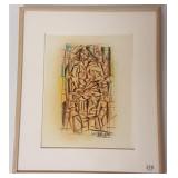 Framed signed 1991 cubist style original artwork