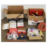 Group assorted tools, empty boxes, plumbing