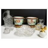 Pair of handpainted porcelain bronze mounted