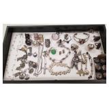 Group of sterling, etc jewelry including rings,
