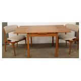 Danish teak drawer leaf dining table 33 1/2" x