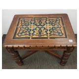 Vintage Arts & Crafts tile top table - 18"H x 17"
