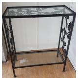 Wrought iron stand with glass inset shelves 30"w x