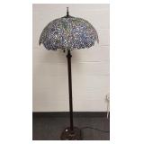 Metal floor lamp with 23" diameter leaded glass