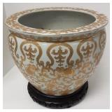 Porcelain Oriental planter - 11"H x 14" diameter
