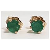 Pair 1/2 carat emerald stud earrings set in 14k
