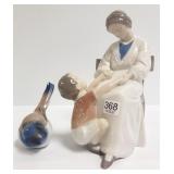 2 B&G figures - mother & child - 9" and 5" bird