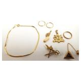 Group gold jewelry incl. 10k & 14k- bracelet,