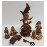 Group carved wood Nativity figures incl. as is