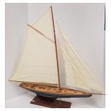 Sailboat wood model - 37" bow to stern- sail base