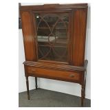 Mahogany china cabinet with drawer 40" w x 15" d x