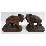 Pair of Armor bronze elephant bookends