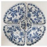 German blue & white porcelain 4 part tray - 13"