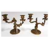 Pair of antique bronze candelabra