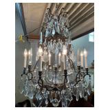 Metal chandelier with crystal prisms - 30" H