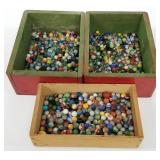 Group of unsorted vintage estate marbles in 3
