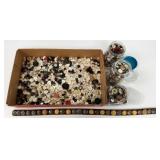 Estate sewing buttons, some in jars, etc.
