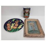Bjorn Winblad vase, Tevia Clark pottery plaque &