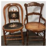 2 antique carved side chairs - 1 needlepoint (as