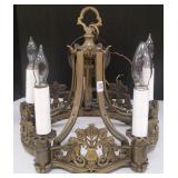 Vintage bronze 5 light hanging fixture - 14"