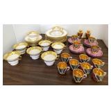 Lusterware demitasse set & English dessert set,